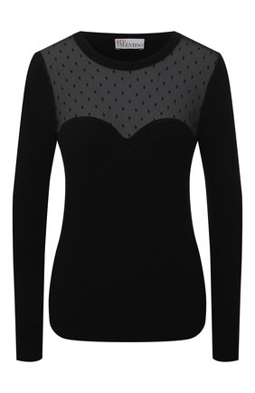Женский пуловер из вискозы REDVALENTINO черного цвета по цене 52100 руб., арт. WR0KC11C/670 | Фото 1 Женский пуловер из вискозы REDVALENTINO черного цвета, арт. WR0KC11C/670 | Фото 1 (Длина (для топов): Стандартные; Материал внешний: Вискоза; Рукава: Длинные; Стили: Гламурный; Женское Кросс-КТ: Пуловер-одежда)