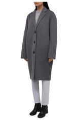 Женское шерстяное пальто ACNE STUDIOS серого цвета, арт. A90411 | Фото 3 (Материал внешний: Шерсть; Рукава: Длинные; Длина (верхняя одежда): До колена; 1-2-бортные: Однобортные; Стили: Кэжуэл)