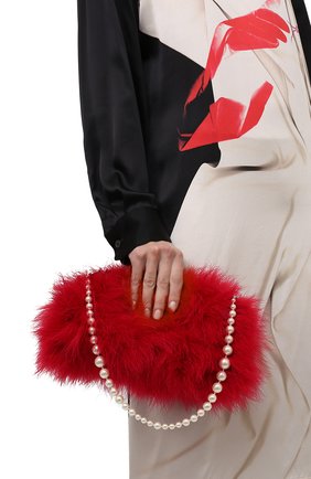 Женская сумка DRIES VAN NOTEN красного цвета, арт. 212-011514-800 | Фото 2 (Материал: Текстиль; Размер: small; Женское Кросс-КТ: Вечерняя сумка; Сумки-технические: Сумки-шопперы)
