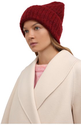 Женская шерстяная шапка TAK.ORI бордового цвета, арт. AC043MW018PF21 | Фото 2 (Материал: Текстиль, Синтетический материал, Шерсть)