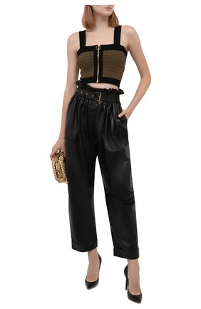 Женские кожаные брюки BALMAIN черного цвета по цене 289000 руб., арт. WF0QJ005/L184 | Фото 2 Женские кожаные брюки BALMAIN черного цвета, арт. WF0QJ005/L184 | Фото 2 (Материал подклада: Вискоза; Длина (брюки, джинсы): Стандартные; Стили: Гламурный; Женское Кросс-КТ: Брюки-одежда; Силуэт Ж (брюки и джинсы): Прямые)