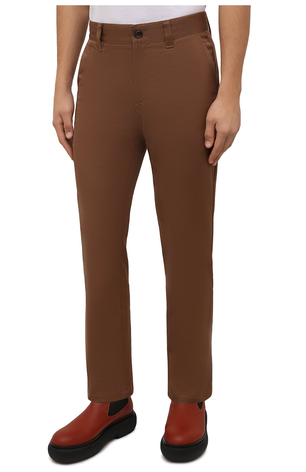 Мужские хлопковые брюки BURBERRY светло-коричневого цвета, арт. 8044294 | Фото 3 (Длина (брюки, джинсы): Стандартные; Случай: Повседневный; Материал внешний: Хлопок; Стили: Кэжуэл)