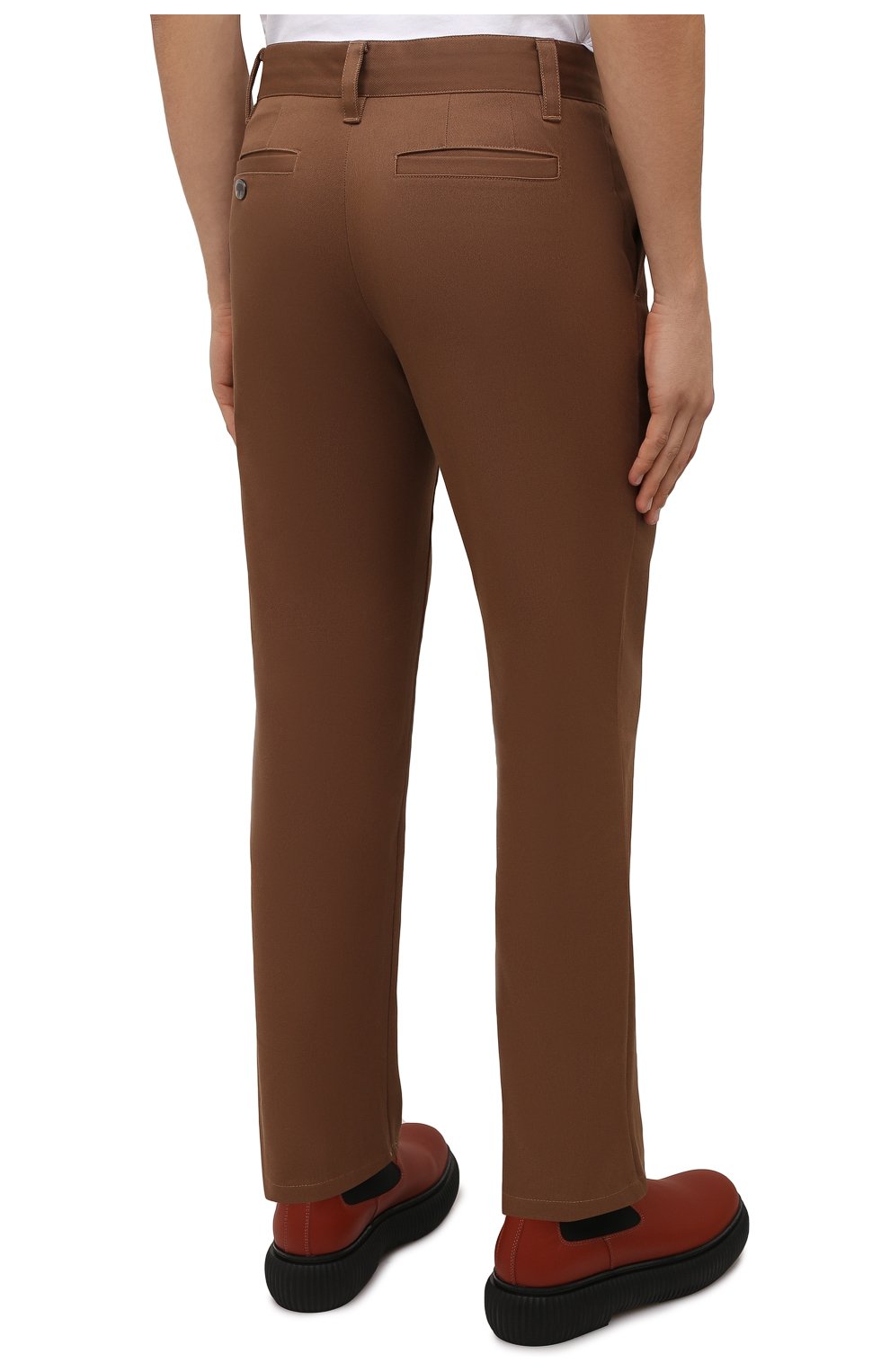 Мужские хлопковые брюки BURBERRY светло-коричневого цвета, арт. 8044294 | Фото 4 (Длина (брюки, джинсы): Стандартные; Случай: Повседневный; Материал внешний: Хлопок; Стили: Кэжуэл)
