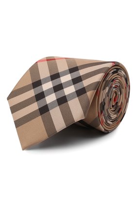 Мужской шелковый галстук BURBERRY бежевого цвета, арт. 8011693 | Фото 1 (Материал: Текстиль, Шелк; Принт: С принтом)