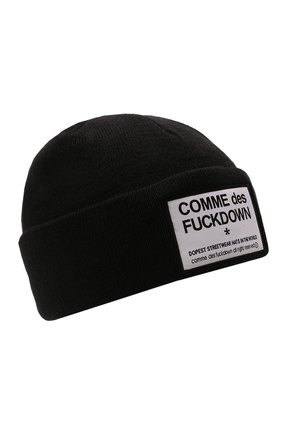 Мужская шапка COMME DES FUCKDOWN черного цвета, арт. CDFA573 | Фото 1 (Материал: Текстиль, Синтетический материал, Шерсть; Кросс-КТ: Трикотаж)