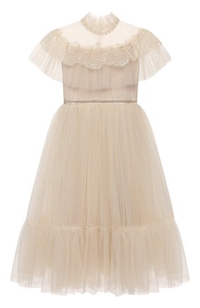 Детское платье DESIGNERS CAT бежевого цвета по цене 37500 руб., арт. 100000K01000947/4A-8A | Фото 1 Детское платье DESIGNERS CAT бежевого цвета, арт. 100000K01000947/4A-8A | Фото 1 (Материал внешний: Синтетический материал; Материал подклада: Хлопок; Рукава: Короткие; Девочки Кросс-КТ: Платье-одежда; Случай: Вечерний)