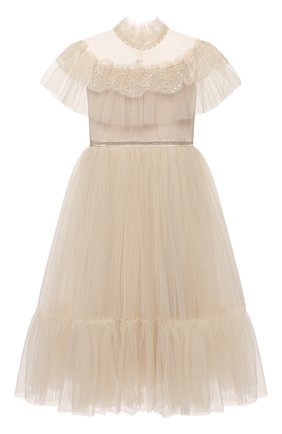 Детское платье DESIGNERS CAT бежевого цвета по цене 41950 руб., арт. 100000K01000947/10A-12A | Фото 1 Детское платье DESIGNERS CAT бежевого цвета, арт. 100000K01000947/10A-12A | Фото 1 (Материал внешний: Синтетический материал; Рукава: Короткие; Материал подклада: Хлопок; Девочки Кросс-КТ: Платье-одежда; Случай: Вечерний)