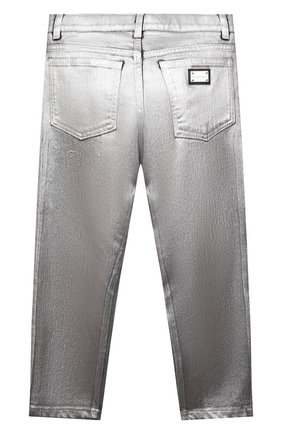 Детские джинсы DOLCE & GABBANA серебряного цвета по цене 37950 руб., арт. L42F37/LD992/8-14 | Фото 2 Детские джинсы DOLCE & GABBANA серебряного цвета, арт. L42F37/LD992/8-14 | Фото 2 (Материал внешний: Хлопок)