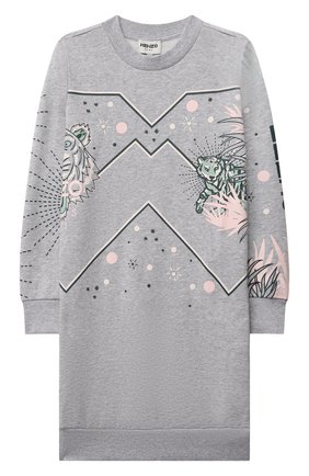 Детское хлопковое платье KENZO серого цвета по цене 16150 руб., арт. K12048 | Фото 1 Детское хлопковое платье KENZO серого цвета, арт. K12048 | Фото 1 (Рукава: Длинные; Материал внешний: Хлопок; Девочки Кросс-КТ: Платье-одежда; Случай: Повседневный; Ростовка одежда: 10 - 11 лет | 140 - 146см, 3 года | 98 см, 4 года | 104 см, 5 лет | 110 см, 6 лет | 116 см, 8 лет | 128 см)