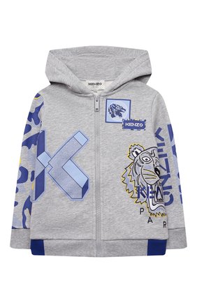 Детский хлопковая толстовка KENZO серого цвета по цене 17600 руб., арт. K25127 | Фото 1 Детский хлопковая толстовка KENZO серого цвета, арт. K25127 | Фото 1 (Рукава: Длинные; Материал внешний: Хлопок; Мальчики Кросс-КТ: Толстовка-одежда)