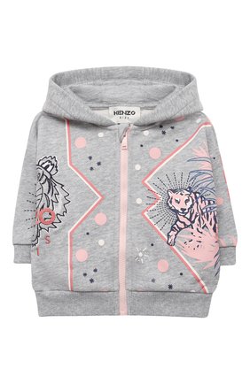 Детский хлопковая толстовка KENZO светло-серого цвета по цене 16150 руб., арт. K05070 | Фото 1 Детский хлопковая толстовка KENZO светло-серого цвета, арт. K05070 | Фото 1 (Материал внешний: Хлопок; Рукава: Длинные)