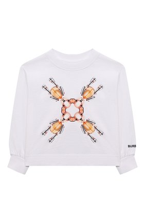 Детская хлопковый лонгслив BURBERRY белого цвета по цене 18100 руб., арт. 8045981 | Фото 1 Детская хлопковый лонгслив BURBERRY белого цвета, арт. 8045981 | Фото 1 (Рукава: Длинные; Материал внешний: Хлопок; Девочки Кросс-КТ: Лонгслив-одежда)