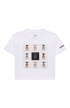 Детский хлопковая футболка BURBERRY белого цвета, арт. 8044611 | Фото 1 (Рукава: Короткие; Материал внешний: Хлопок)