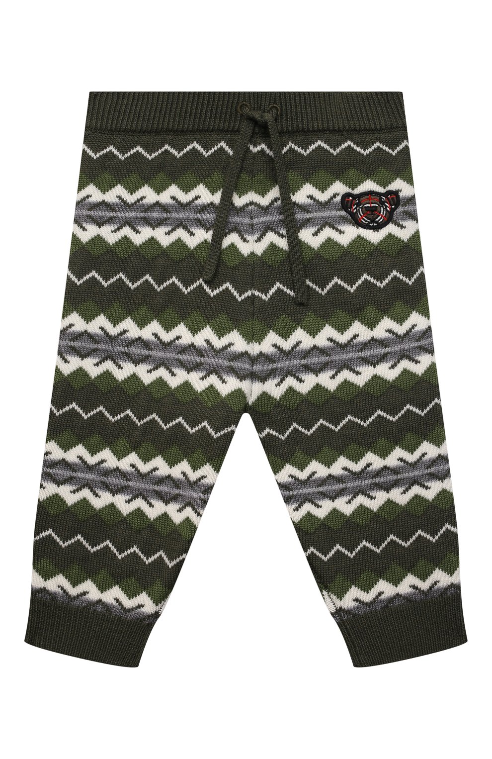 Детские шерстяные брюки BURBERRY хаки цвета, арт. 8043956 | Фото 1 (Материал внешний: Шерсть)