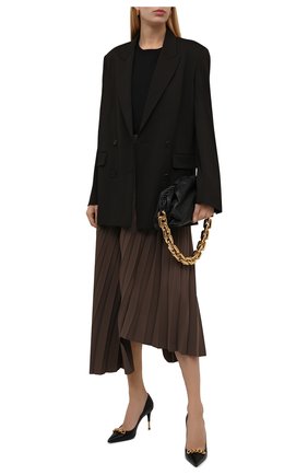 Женская плиссированная юбка BALENCIAGA коричневого цвета, арт. 675570/TG014 | Фото 2 (Стили: Гламурный; Женское Кросс-КТ: юбка-плиссе, Юбка-одежда; Материал внешний: Синтетический материал; Длина Ж (юбки, платья, шорты): Миди)