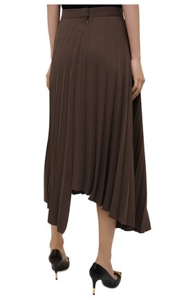 Женская плиссированная юбка BALENCIAGA коричневого цвета, арт. 675570/TG014 | Фото 4 (Стили: Гламурный; Женское Кросс-КТ: юбка-плиссе, Юбка-одежда; Материал внешний: Синтетический материал; Длина Ж (юбки, платья, шорты): Миди)