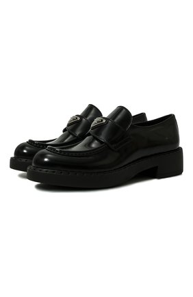 Женские кожаные лоферы PRADA черного цвета по цене 75000 руб., арт. 1D246M-ULS-F0002-B050 | Фото 1 Женские кожаные лоферы PRADA черного цвета, арт. 1D246M-ULS-F0002-B050 | Фото 1 (Подошва: Плоская, Платформа; Каблук высота: Низкий)
