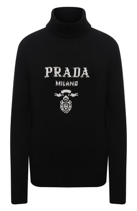 Женский свитер из шерсти и кашемира PRADA черного цвета по цене 130000 руб., арт. P26397-1YMW-F0002-211 | Фото 1 Женский свитер из шерсти и кашемира PRADA черного цвета, арт. P26397-1YMW-F0002-211 | Фото 1 (Материал внешний: Кашемир, Шерсть; Стили: Кэжуэл; Рукава: Длинные; Женское Кросс-КТ: Свитер-одежда)