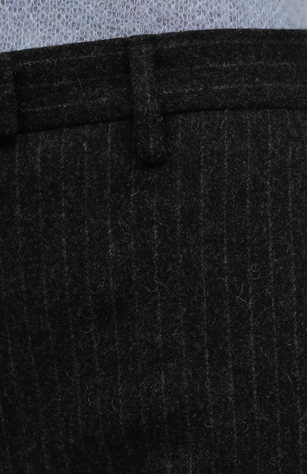 Женские шерстяные брюки PRADA темно-серого цвета, арт. P290EG-1ZJ8-F0480-212 | Фото 5 (Длина (брюки, джинсы): Удлиненные; Материал внешний: Шерсть; Женское Кросс-КТ: Брюки-одежда; Силуэт Ж (брюки и джинсы): Расклешенные; Стили: Кэжуэл)