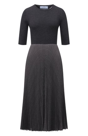 Женское платье PRADA темно-серого цвета по цене 175000 руб., арт. P3F45-1ZH2-F0C9S-212 | Фото 1 Женское платье PRADA темно-серого цвета, арт. P3F45-1ZH2-F0C9S-212 | Фото 1 (Материал внешний: Шерсть, Синтетический материал; Стили: Кэжуэл; Кросс-КТ: Трикотаж; Женское Кросс-КТ: Платье-одежда; Рукава: Короткие; Длина Ж (юбки, платья, шорты): До колена)