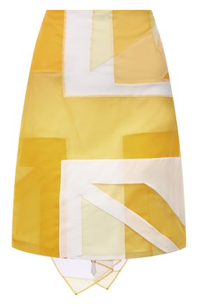 Женская юбка BURBERRY желтого цвета, арт. 8046843 | Фото 1 (Материал подклада: Шелк; Материал внешний: Синтетический материал; Длина Ж (юбки, платья, шорты): Мини; Стили: Гламурный; Женское Кросс-КТ: Юбка-одежда)