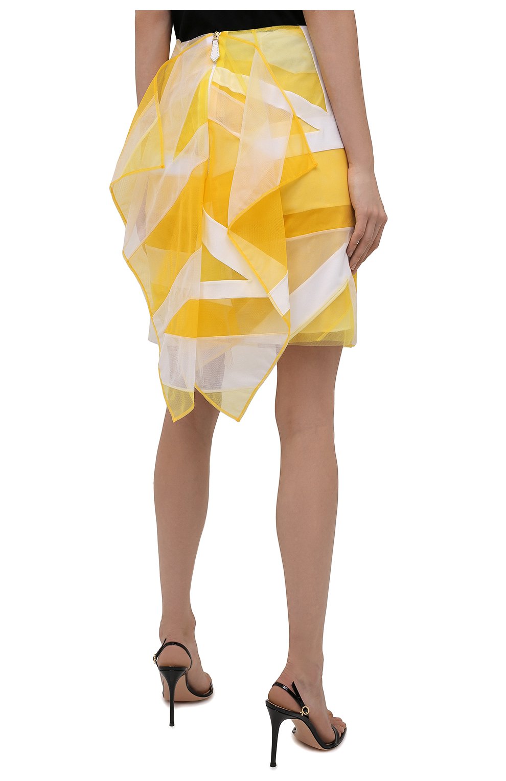 Женская юбка BURBERRY желтого цвета, арт. 8046843 | Фото 4 (Стили: Гламурный; Длина Ж (юбки, платья, шорты): Мини; Материал внешний: Синтетический материал; Женское Кросс-КТ: Юбка-одежда; Материал подклада: Шелк)