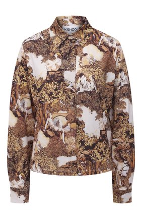 Женская рубашка KENZO бежевого цвета по цене 19700 руб., арт. FB62T08594PE | Фото 1 Женская рубашка KENZO бежевого цвета, арт. FB62T08594PE | Фото 1 (Рукава: Длинные; Длина (для топов): Стандартные; Материал внешний: Синтетический материал; Стили: Кэжуэл; Принт: С принтом; Женское Кросс-КТ: Рубашка-одежда)