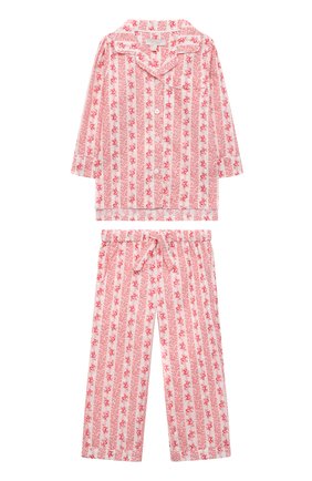 Детская хлопковая пижама LITTLE YOLKE розового цвета по цене 8995 руб., арт. AW21-12C-FS-R0 | Фото 1 Детская хлопковая пижама LITTLE YOLKE розового цвета, арт. AW21-12C-FS-R0 | Фото 1 (Материал внешний: Хлопок; Рукава: Длинные)