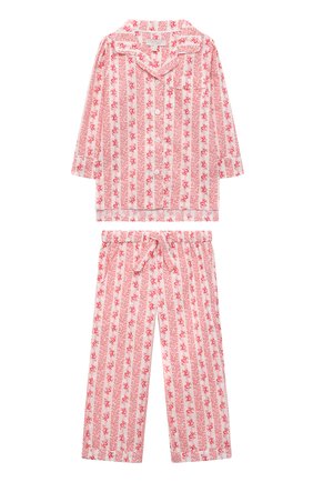 Детская хлопковая пижама LITTLE YOLKE розового цвета, арт. AW21-12C-FS-R0 | Фото 1 (Материал внешний: Хлопок; Рукава: Длинные; Девочки Кросс-КТ: Пижама)