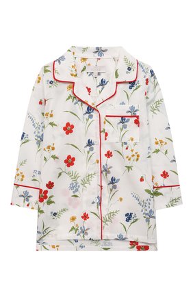 Детская хлопковая пижама LITTLE YOLKE кремвого цвета по цене 8995 руб., арт. AW21-12C-ME-FL | Фото 2 Детская хлопковая пижама LITTLE YOLKE кремвого цвета, арт. AW21-12C-ME-FL | Фото 2 (Материал внешний: Хлопок; Рукава: Длинные)