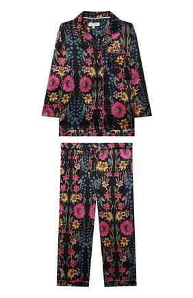 Детская шелковая пижама LITTLE YOLKE черного цвета по цене 21200 руб., арт. AW21-12S-WIF-BL | Фото 1 Детская шелковая пижама LITTLE YOLKE черного цвета, арт. AW21-12S-WIF-BL | Фото 1 (Материал внешний: Шелк; Рукава: Длинные)