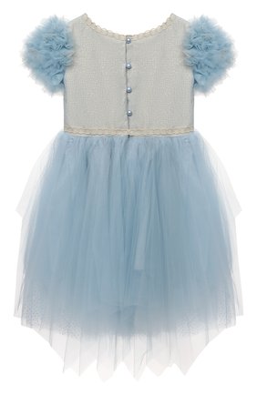 Детское платье DESIGNERS CAT голубого цвета по цене 32150 руб., арт. 100000K01000945/4A-8A | Фото 2 Детское платье DESIGNERS CAT голубого цвета, арт. 100000K01000945/4A-8A | Фото 2 (Материал внешний: Синтетический материал; Рукава: Короткие; Материал подклада: Хлопок)
