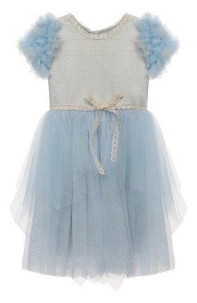 Детское платье DESIGNERS CAT голубого цвета по цене 28600 руб., арт. 100000K01000945/2A-3A | Фото 1 Детское платье DESIGNERS CAT голубого цвета, арт. 100000K01000945/2A-3A | Фото 1 (Материал подклада: Хлопок; Материал внешний: Синтетический материал; Рукава: Короткие)