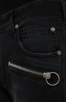 Мужские джинсы BALMAIN темно-серого цвета, арт. WH0MG055/165D | Фото 5 (Силуэт М (брюки): Узкие; Кросс-КТ: Деним; Длина (брюки, джинсы): Стандартные; Стили: Гранж; Материал внешний: Хлопок)