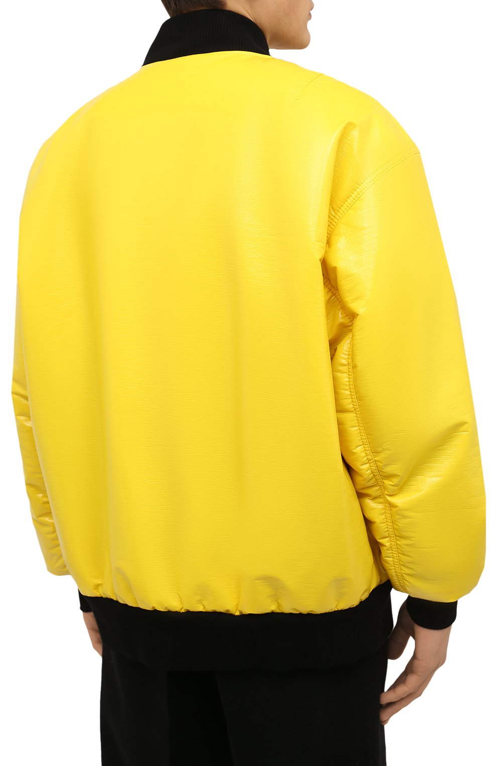 Мужской утепленный бомбер DOLCE & GABBANA желтого цвета, арт. G9WI4T/FUSJT | Фото 4 (Кросс-КТ: Куртка; Рукава: Длинные; Принт: Без принта; Материал внешний: Синтетический материал; Стили: Гранж; Мужское Кросс-КТ: утепленные куртки; Материал подклада: Синтетический материал; Длина (верхняя одежда): Короткие)
