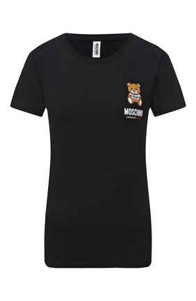 Женская хлопковая футболка MOSCHINO UNDERWEAR черного цвета по цене 9240 руб., арт. A1912/9003 | Фото 1 Женская хлопковая футболка MOSCHINO UNDERWEAR черного цвета, арт. A1912/9003 | Фото 1 (Материал внешний: Хлопок; Женское Кросс-КТ: Футболка-белье; Длина (для топов): Стандартные; Рукава: Короткие)