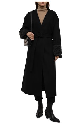 Женское шерстяное пальто DRIES VAN NOTEN черного цвета по цене 148000 руб., арт. 212-010249-3324 | Фото 2 Женское шерстяное пальто DRIES VAN NOTEN черного цвета, арт. 212-010249-3324 | Фото 2 (Рукава: Длинные; Длина (верхняя одежда): Длинные; Материал внешний: Шерсть; 1-2-бортные: Однобортные; Стили: Кэжуэл)