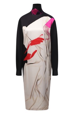 Женское шелковое платье DRIES VAN NOTEN разноцветного цвета по цене 85600 руб., арт. 212-011079-3079 | Фото 1 Женское шелковое платье DRIES VAN NOTEN разноцветного цвета, арт. 212-011079-3079 | Фото 1 (Материал внешний: Шелк; Длина Ж (юбки, платья, шорты): До колена; Рукава: Длинные; Женское Кросс-КТ: Платье-одежда; Случай: Повседневный; Стили: Романтичный)
