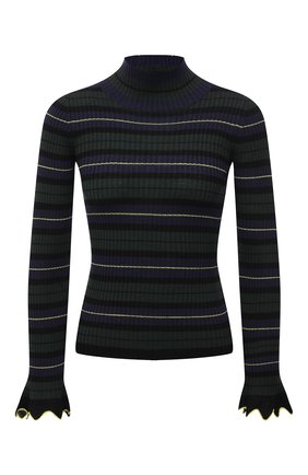 Женский пуловер VIVETTA темно-зеленого цвета, арт. 21I V2M0/A016/7097 | Фото 1 (Материал внешний: Шерсть, Синтетический материал; Длина (для топов): Стандартные; Рукава: Длинные; Женское Кросс-КТ: Пуловер-одежда; Стили: Кэжуэл)
