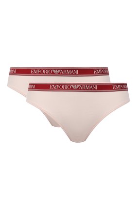 Женские комплект из двух трусов-слипов EMPORIO ARMANI светло-розового цвета по цене 3995 руб., арт. 163334/1A227 | Фото 1 Женские комплект из двух трусов-слипов EMPORIO ARMANI светло-розового цвета, арт. 163334/1A227 | Фото 1 (Материал внешний: Хлопок; Женское Кросс-КТ: Трусы)