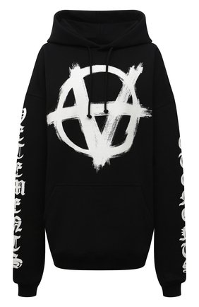 Женский хлопковое худи VETEMENTS черного цвета по цене 73950 руб., арт. UE52TR460B 1601/W | Фото 1 Женский хлопковое худи VETEMENTS черного цвета, арт. UE52TR460B 1601/W | Фото 1 (Материал внешний: Хлопок; Рукава: Длинные; Длина (для топов): Удлиненные; Женское Кросс-КТ: Худи-одежда; Стили: Спорт-шик)