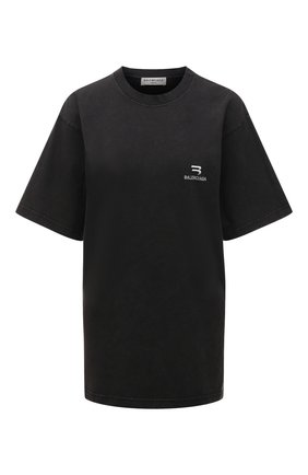 Женская хлопковая футболка BALENCIAGA темно-серого цвета по цене 36400 руб., арт. 675016/TLV99 | Фото 1 Женская хлопковая футболка BALENCIAGA темно-серого цвета, арт. 675016/TLV99 | Фото 1 (Материал внешний: Хлопок; Рукава: Короткие; Длина (для топов): Удлиненные; Женское Кросс-КТ: Футболка-одежда; Стили: Спорт-шик; Принт: С принтом)