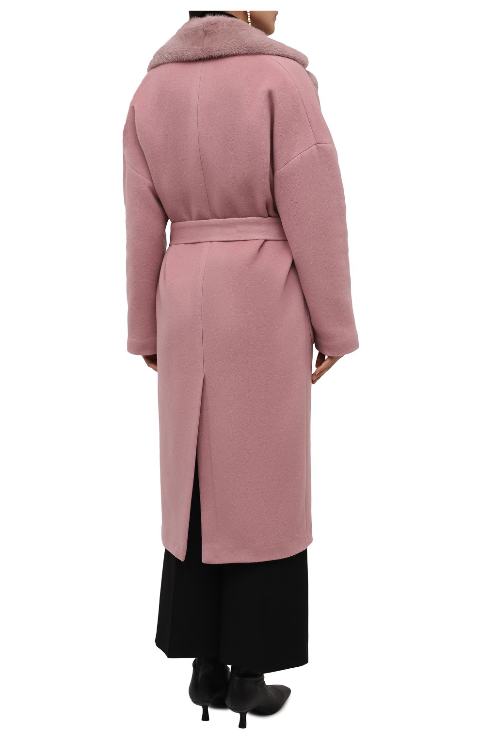 Женское кашемировое пальто KITON розового цвета, арт. D52641K0551A | Фото 4 (Материал внешний: Шерсть, Кашемир; Рукава: Длинные; Региональные ограничения белый список (Axapta Mercury): RU; Стили: Классический; Длина (верхняя одежда): Длинные; 1-2-бортные: Однобортные; Материал подклада: Шелк)