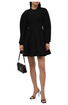 Женское платье из хлопка и вискозы DOLCE & GABBANA черного цвета по цене 148000 руб., арт. F6R6RT/G7BDX | Фото 2 Женское платье из хлопка и вискозы DOLCE & GABBANA черного цвета, арт. F6R6RT/G7BDX | Фото 2 (Длина Ж (юбки, платья, шорты): Мини; Рукава: Длинные; Материал внешний: Хлопок; Материал подклада: Хлопок; Женское Кросс-КТ: Платье-одежда; Стили: Романтичный; Случай: Повседневный)