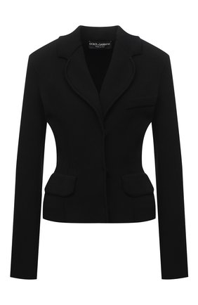 Женский жакет из вискозы DOLCE & GABBANA черного цвета по цене 262500 руб., арт. FXD40T/JBMS0 | Фото 1 Женский жакет из вискозы DOLCE & GABBANA черного цвета, арт. FXD40T/JBMS0 | Фото 1 (Длина (для топов): Стандартные; Рукава: Длинные; Материал внешний: Вискоза; Женское Кросс-КТ: Жакет-одежда; Случай: Повседневный; Стили: Романтичный)