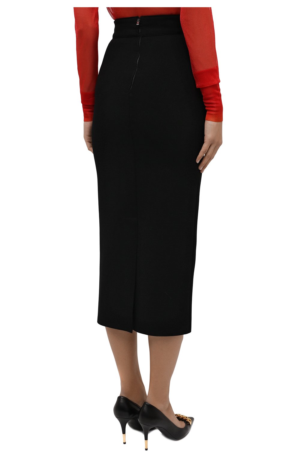 Женская юбка из вискозы DOLCE & GABBANA черного цвета, арт. FXD41T/JBMS0 | Фото 4 (Женское Кросс-КТ: Юбка-одежда; Длина Ж (юбки, платья, шорты): Миди; Материал внешний: Вискоза; Стили: Кэжуэл)