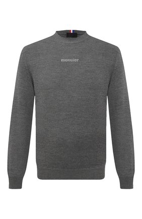 Мужской шерстяной джемпер MONCLER серого цвета по цене 49000 руб., арт. G2-091-9C000-18-M1131 | Фото 1 Мужской шерстяной джемпер MONCLER серого цвета, арт. G2-091-9C000-18-M1131 | Фото 1 (Материал внешний: Шерсть; Мужское Кросс-КТ: Джемперы; Длина (для топов): Стандартные; Рукава: Длинные; Принт: С принтом; Вырез: Круглый; Стили: Кэжуэл)