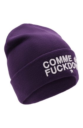 Мужская шапка COMME DES FUCKDOWN фиолетового цвета по цене 5405 руб., арт. CDFA570 | Фото 1 Мужская шапка COMME DES FUCKDOWN фиолетового цвета, арт. CDFA570 | Фото 1 (Материал: Шерсть, Текстиль, Синтетический материал; Кросс-КТ: Трикотаж)