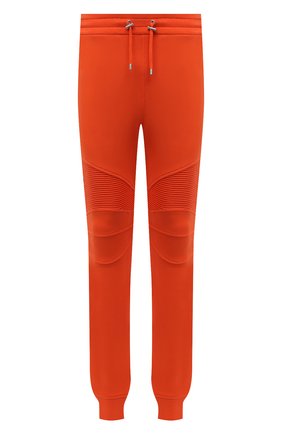 Мужские хлопковые джоггеры BALMAIN оранжевого цвета, арт. WH00B000/B152 | Фото 1 (Материал внешний: Хлопок; Силуэт М (брюки): Джоггеры; Стили: Спорт-шик; Длина (брюки, джинсы): Стандартные)
