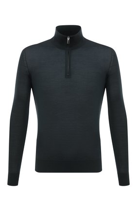 Мужской шерстяной джемпер ERMENEGILDO ZEGNA темно-зеленого цвета по цене 66850 руб., арт. UYM00/125 | Фото 1 Мужской шерстяной джемпер ERMENEGILDO ZEGNA темно-зеленого цвета, арт. UYM00/125 | Фото 1 (Материал внешний: Шерсть; Длина (для топов): Стандартные; Рукава: Длинные; Мужское Кросс-КТ: Джемперы; Принт: Без принта; Вырез: Круглый; Стили: Кэжуэл)